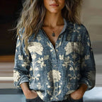 Bohemian Paisley Print Button-Up Blouse