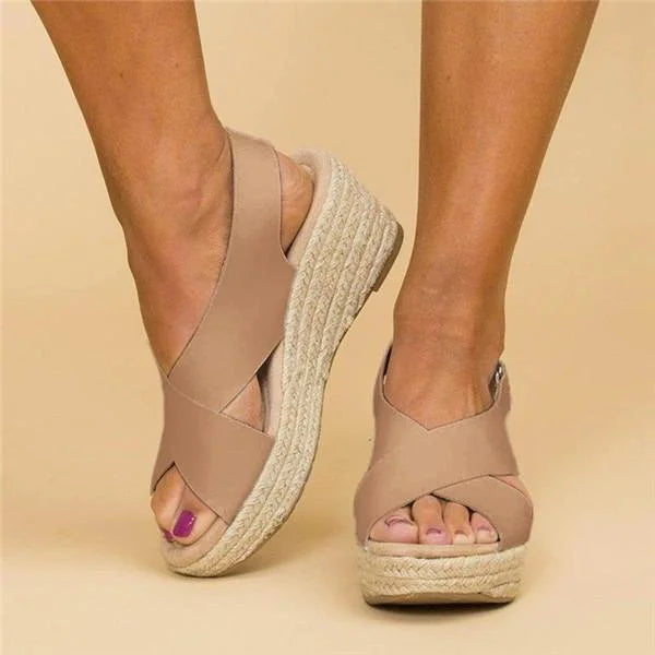 Crossover Espadrille Wedge Sandals