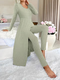Women's Ribbed Knit Longline Tunic and Trousers Set