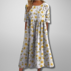 Floral Print Relaxed Midi Dress with Pockets