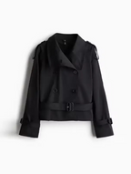 Cropped Trench Coat - Beige & Black