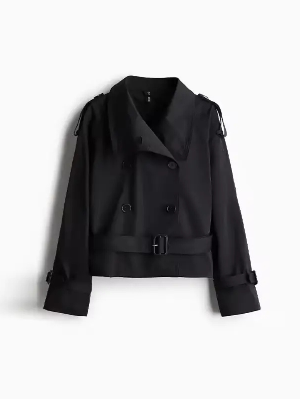 Cropped Trench Coat - Beige & Black
