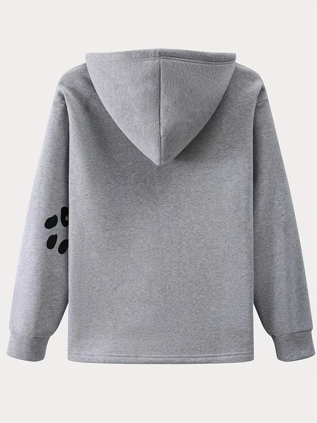 Women's Relaxed Fit Dog Heart Print Pullover Hoodie with Paw Print Sleeve