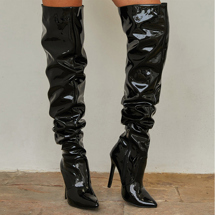 Women's Slouchy Over-the-Knee Boots with Stiletto Heels