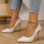 Satin Pumps with Gold Heel – Luxe Jacquard Court Shoes