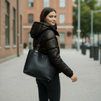 Women's Padded Winter Jacket with Hood and Glossy Finish – Water-Repellent