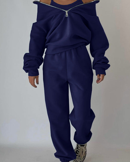 Women's Half-Zip Sweatshirt and Jogger Set