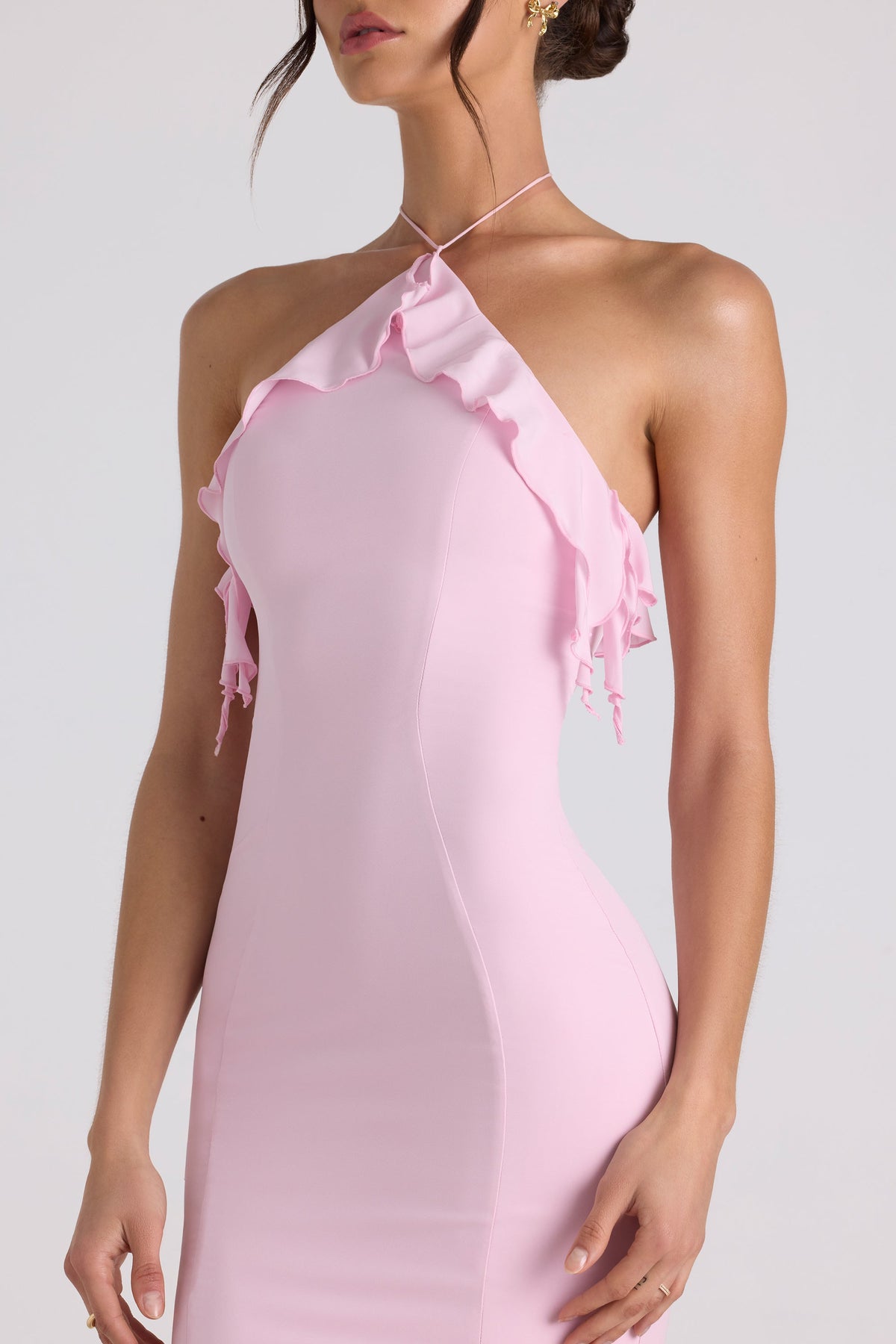 Pink Halterneck Maxi Dress – Soft Elegant Evening Gown | Meave & Ivy