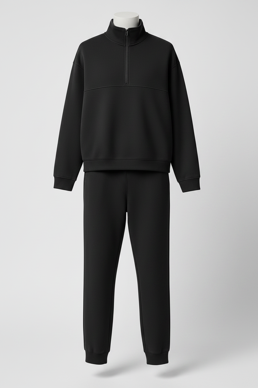 Women's Cotton Lounge Set – Half-Zip Sweatshirt and Jogger Trousers