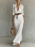 Autumn Dress Irregular Frill Hem Belt and Long Sleeves | Meave & Ivy