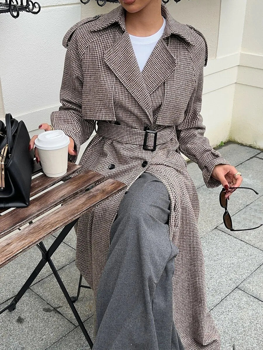 Women's Oversized Trench Coat with Belt