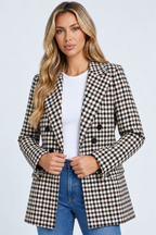 Longline Double-Breasted Check Blazer