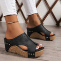 Cork Platform Wedge Slide Sandals