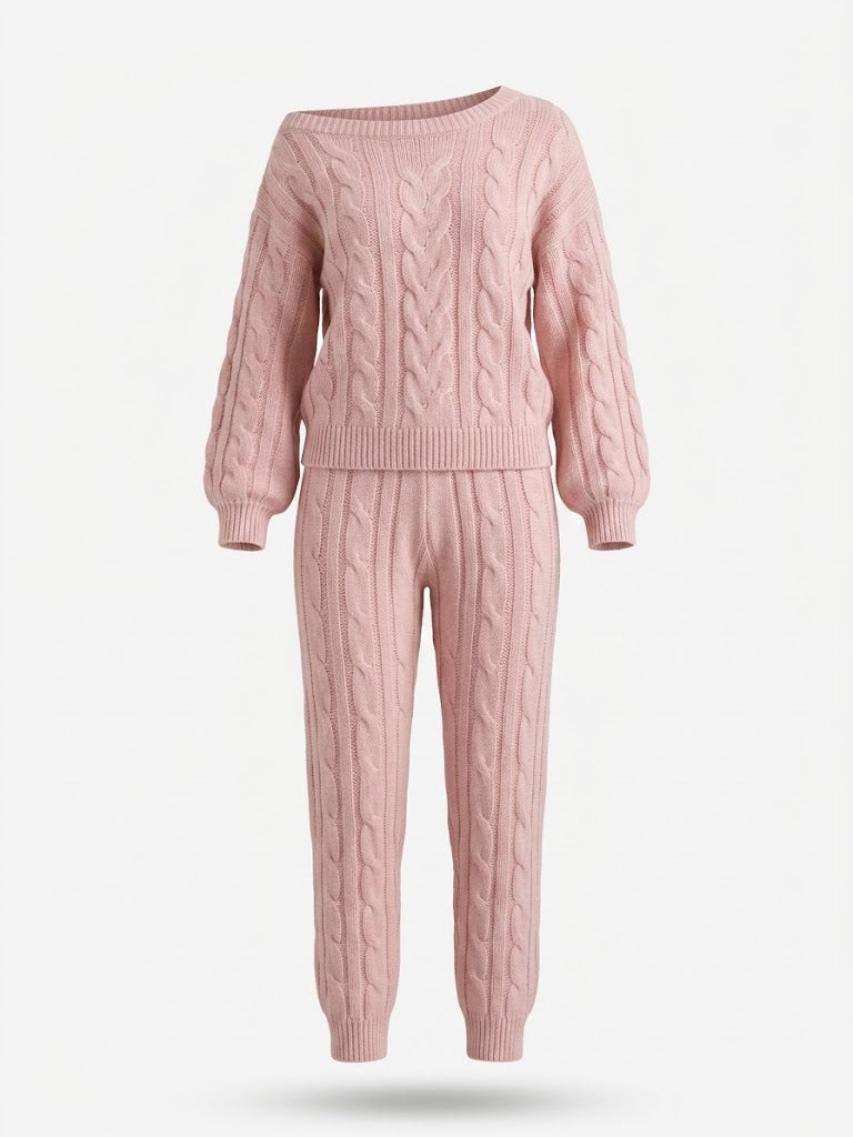 Women's Cable-Knit Sweater and Jogger Set