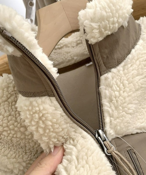 Teddy Coat with High Collar & Zip Pocket – Minimalist Warm Teddy Jacket