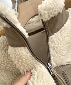 Teddy Coat with High Collar & Zip Pocket – Minimalist Warm Teddy Jacket