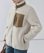 Teddy Coat with High Collar & Zip Pocket – Minimalist Warm Teddy Jacket