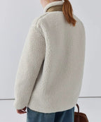 Teddy Coat with High Collar & Zip Pocket – Minimalist Warm Teddy Jacket