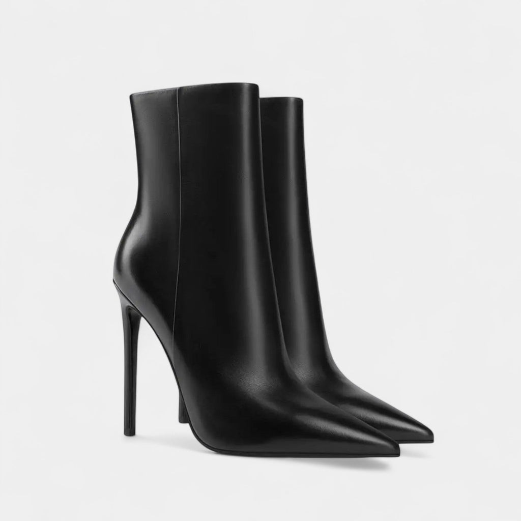 Women's Elegant Pointed Toe Ankle Boots with High Stiletto Heels and Sleek