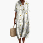 Floral V Neck Oversized Casual Midi Dress