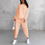 Women's Relaxed Crew-Neck Long-Sleeve Top and Tapered Trousers Set
