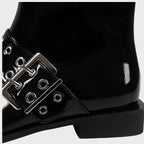 Chunky Mid-Heel Zipper Biker Boots - Womens Statement Footwear | Meave & Ivy