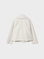 Cropped Double-Breasted Wool-Blend Jacket with Wide Collar