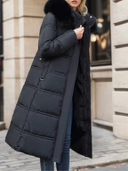 Women's Winter Coat with Faux Fur Trim Hood – Warm Padded Parka
