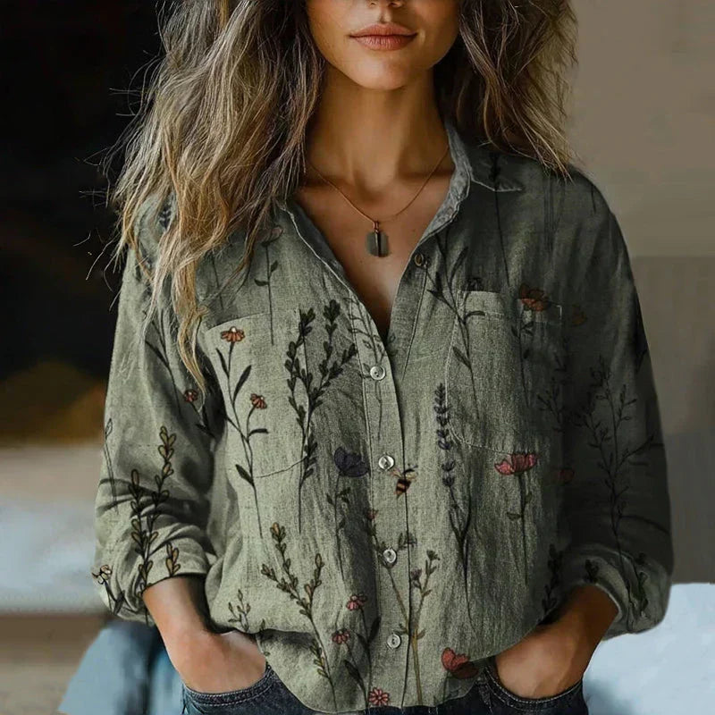 Bohemian Paisley Print Button-Up Blouse