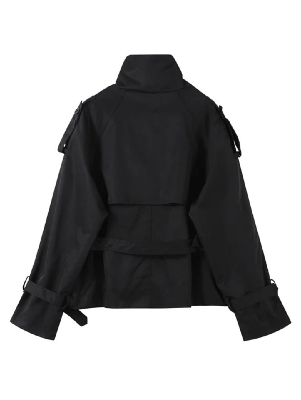 Cropped Trench Coat - Beige & Black