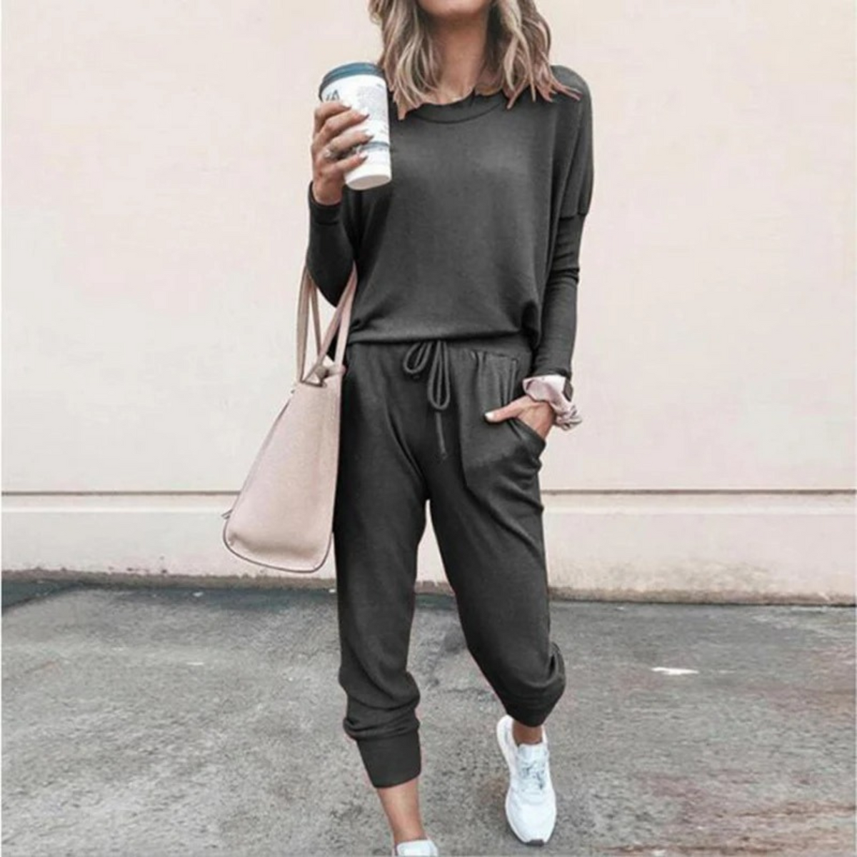 Women's Relaxed Long-Sleeve Top and Jogger Set
