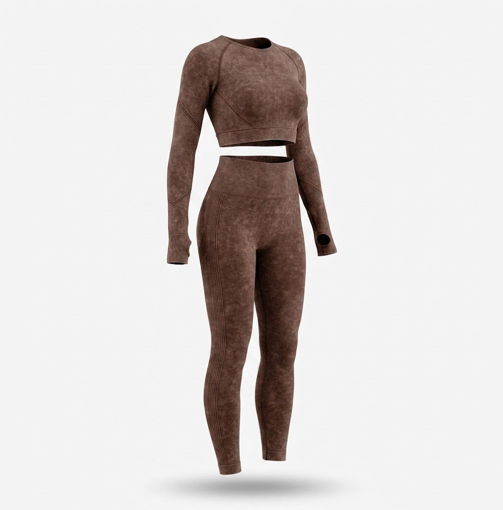Women's Seamless Long-Sleeve Crop Top and Leggings Set