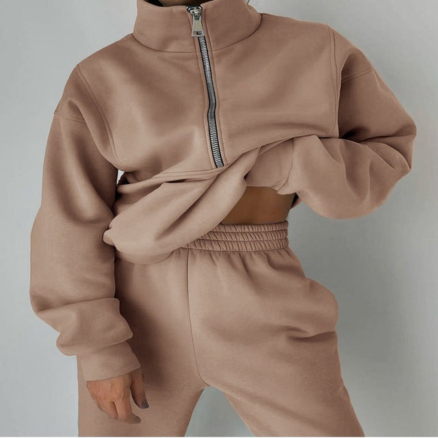 Women's Half-Zip Sweatshirt and Jogger Set