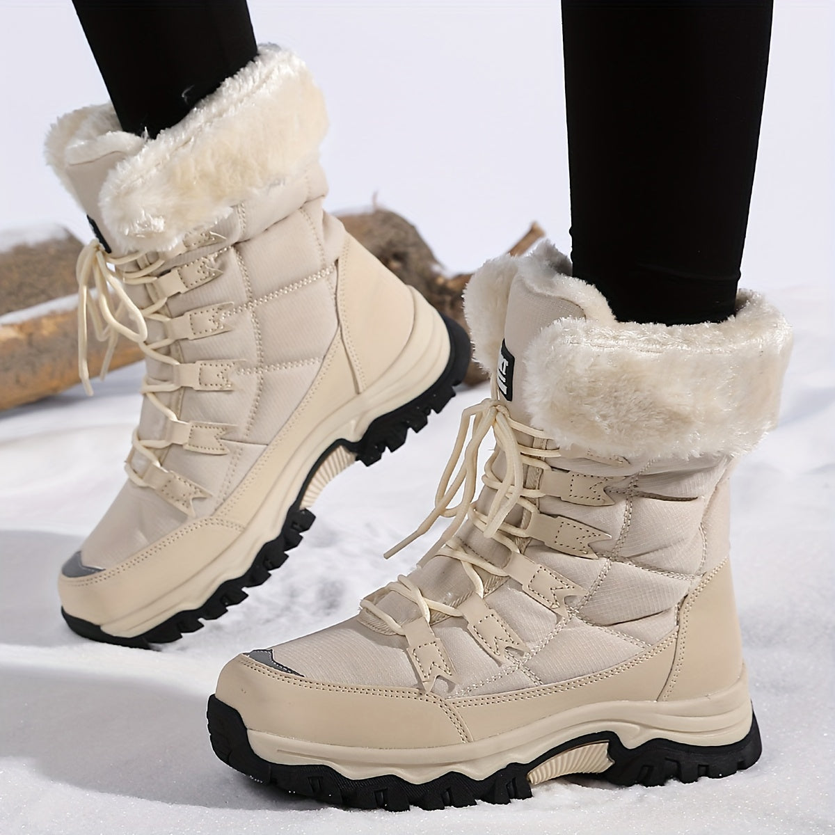Women's Warm Winter Boots – Leather Look, Water-Repellent