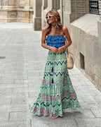 Wide A-Line Dress with Autumn Print | Meave & Ivy