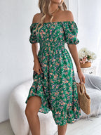 Square Neck Floral Dress with Frill Hem and High Waist | Meave & Ivy