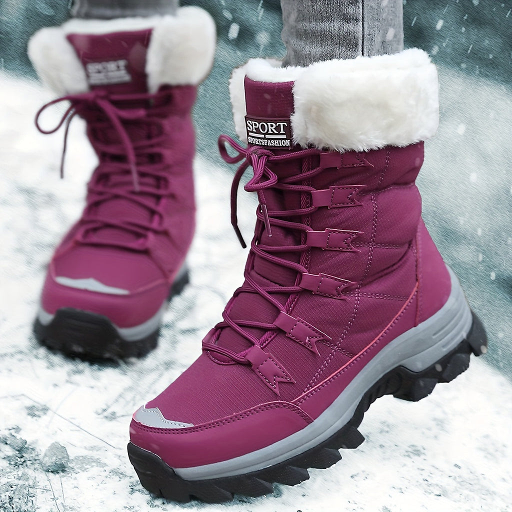 Women's Warm Winter Boots – Leather Look, Water-Repellent
