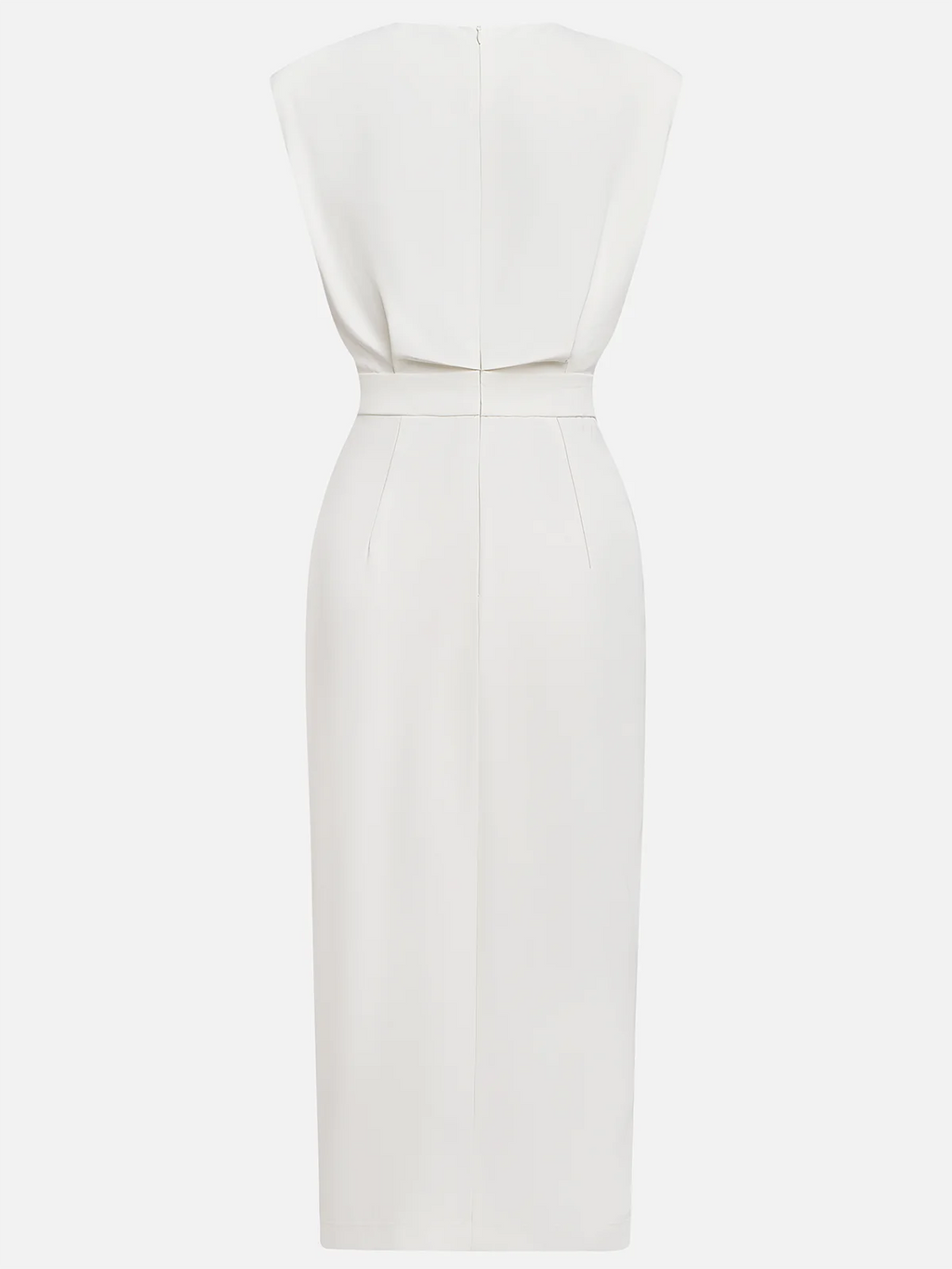 Sleeveless Button-Detail Bodycon Midi Dress