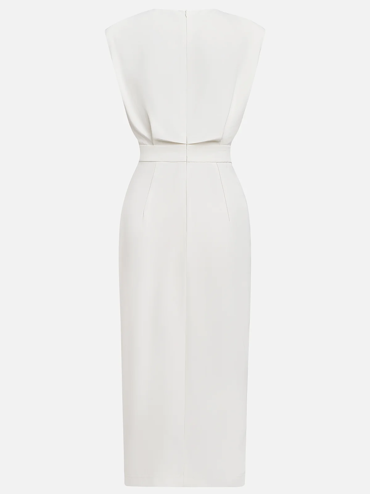 Sleeveless Button-Detail Bodycon Midi Dress
