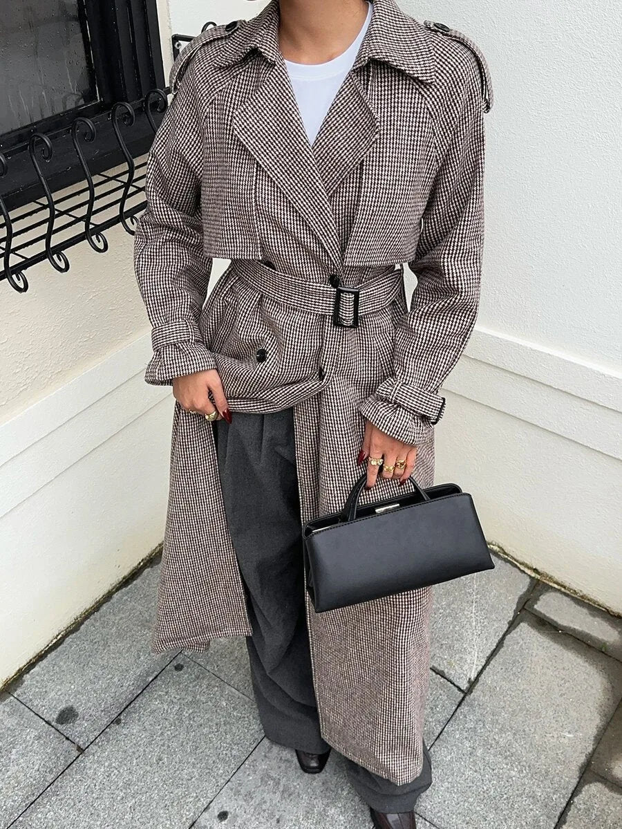 Women's Oversized Trench Coat with Belt