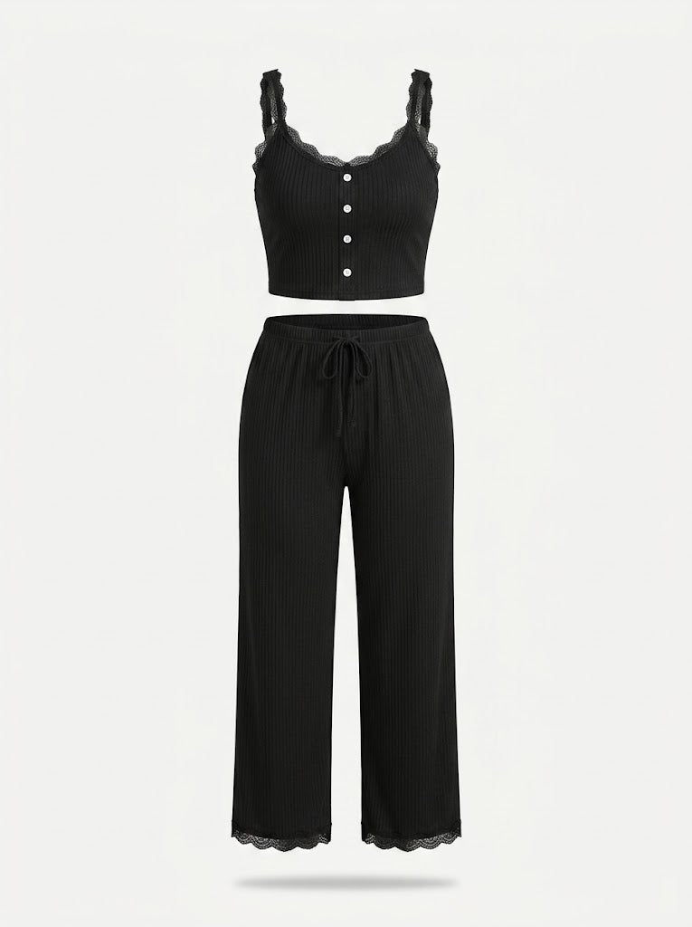 Women's Ribbed Camisole and Lounge Trousers Set