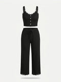 Women's Ribbed Camisole and Lounge Trousers Set