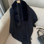 Knitted Winter Scarf with Faux Fur Trim