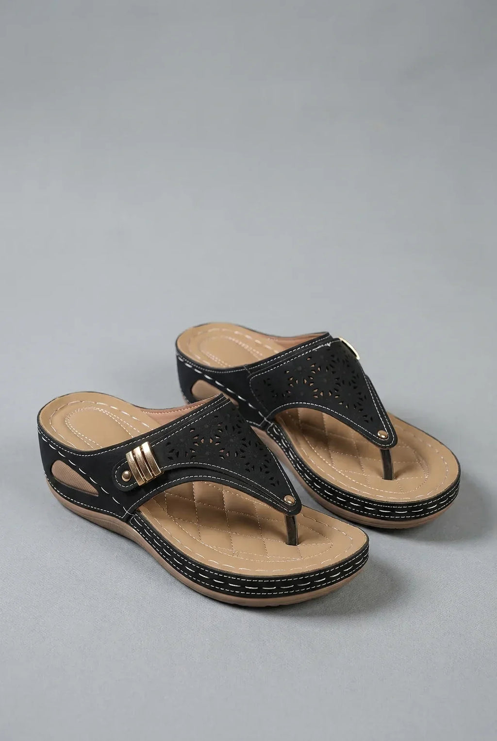 Wide Fit Wedge Toe Post Walking Sandals - Womens Comfort Sandals | Meave & Ivy