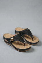Wide Fit Wedge Toe Post Walking Sandals - Womens Comfort Sandals | Meave & Ivy