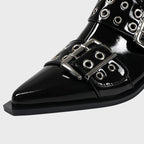 Chunky Mid-Heel Zipper Biker Boots - Womens Statement Footwear | Meave & Ivy
