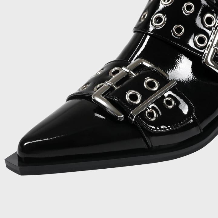 Chunky Mid-Heel Zipper Biker Boots - Womens Statement Footwear | Meave & Ivy