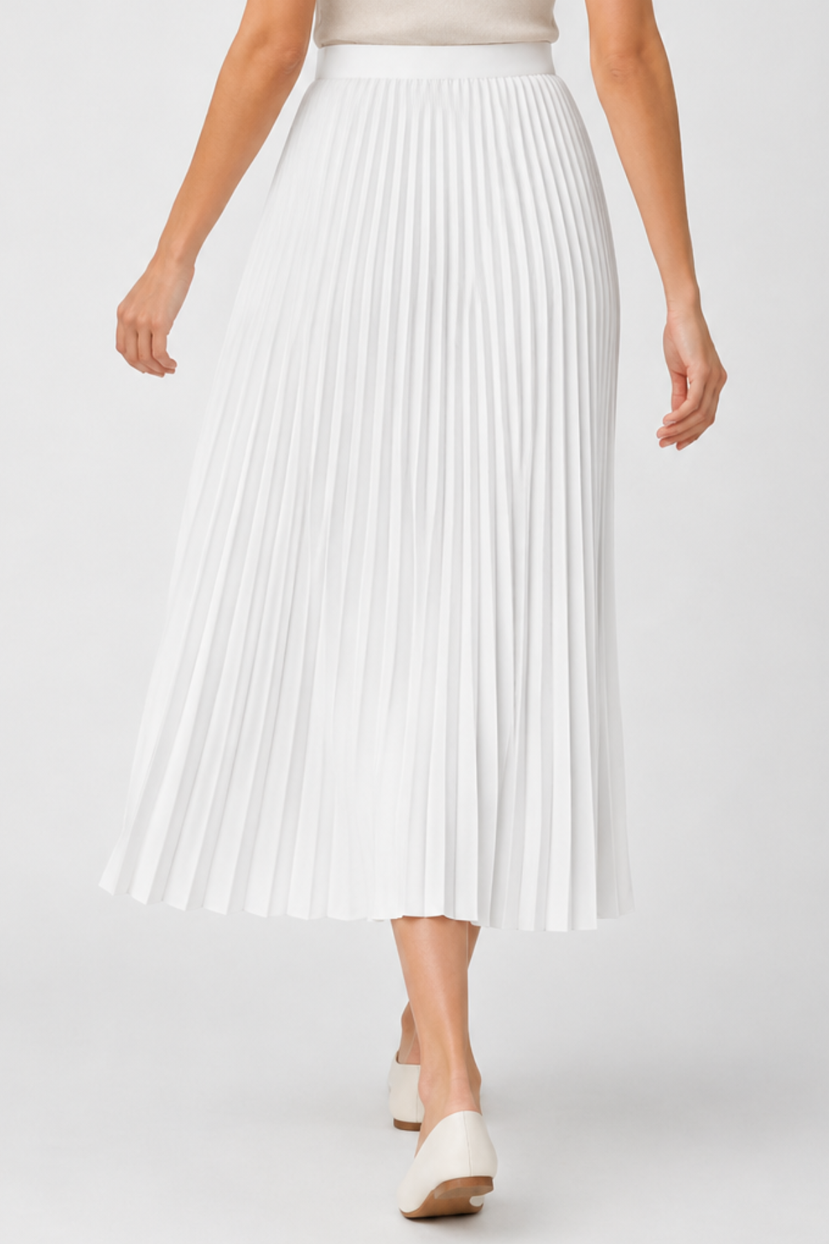 Accordion Pleated Midi Skirt – High Waist A-Line
