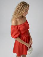 Off-Shoulder Mini Dress with Puff Sleeves