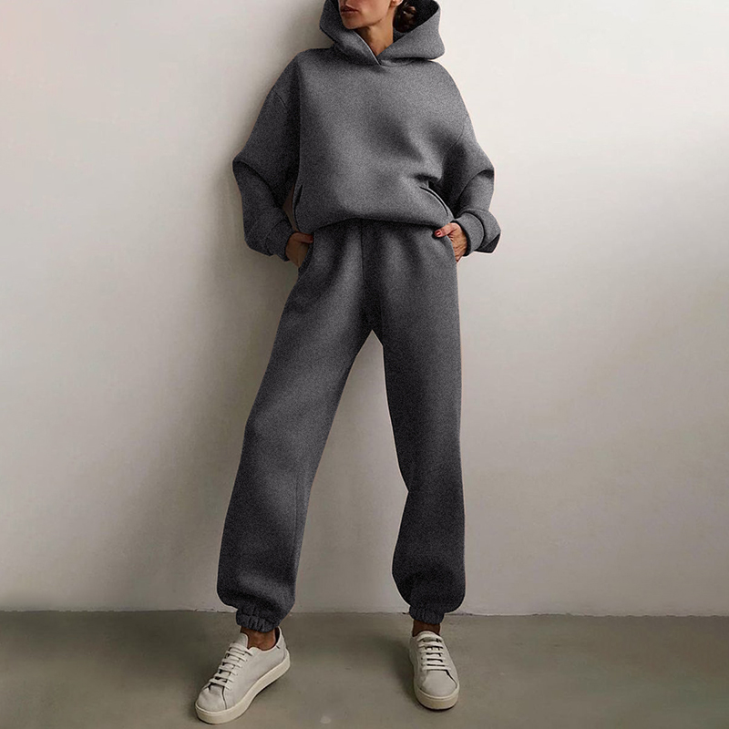 Women's Pullover Hoodie and Jogger Tracksuit Set